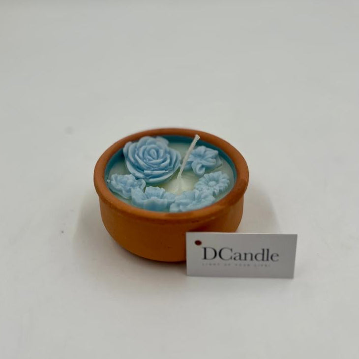 Clay Flower Candle Pot – Small