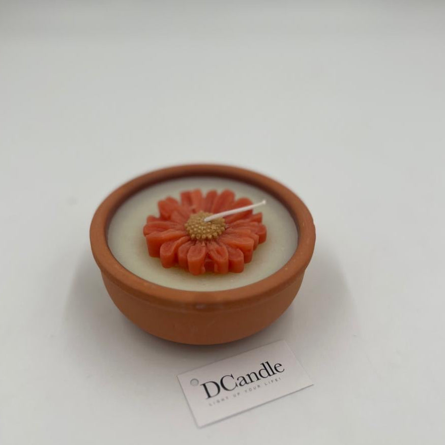 Clay Sunflower Pot Candle