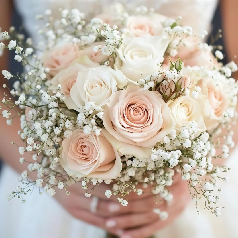 White Pinkish Roses Bouquet - From UAE to Amman
