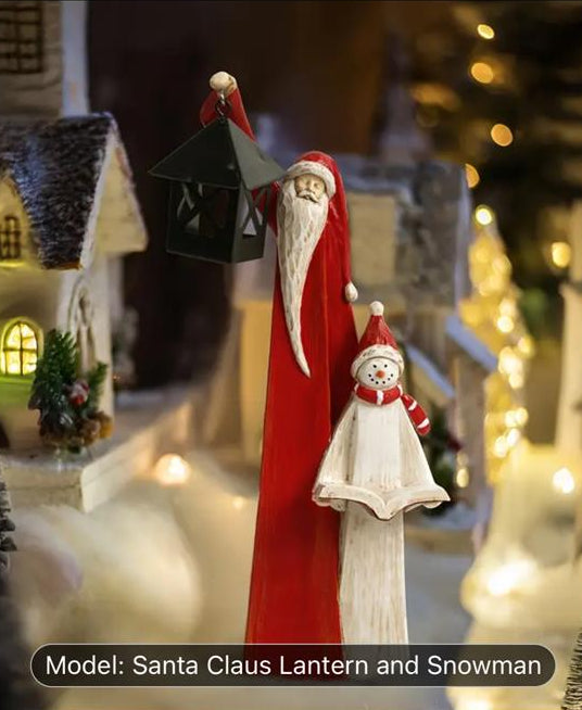 Santa & Snowman Resin Sculpture