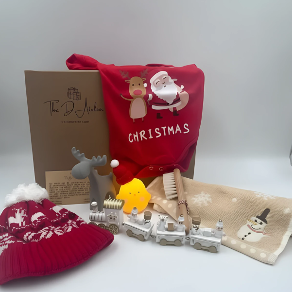 A Christmas gift box designed for the little one to enjoy as they celebrate their very first holiday season. Inside, you’ll find a charming assortment of items that are both practical and playful; baby's first Christmas.