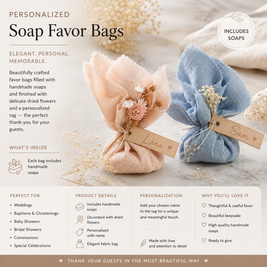 Personalized Soap Favor Bags | Handmade Guest Gifts