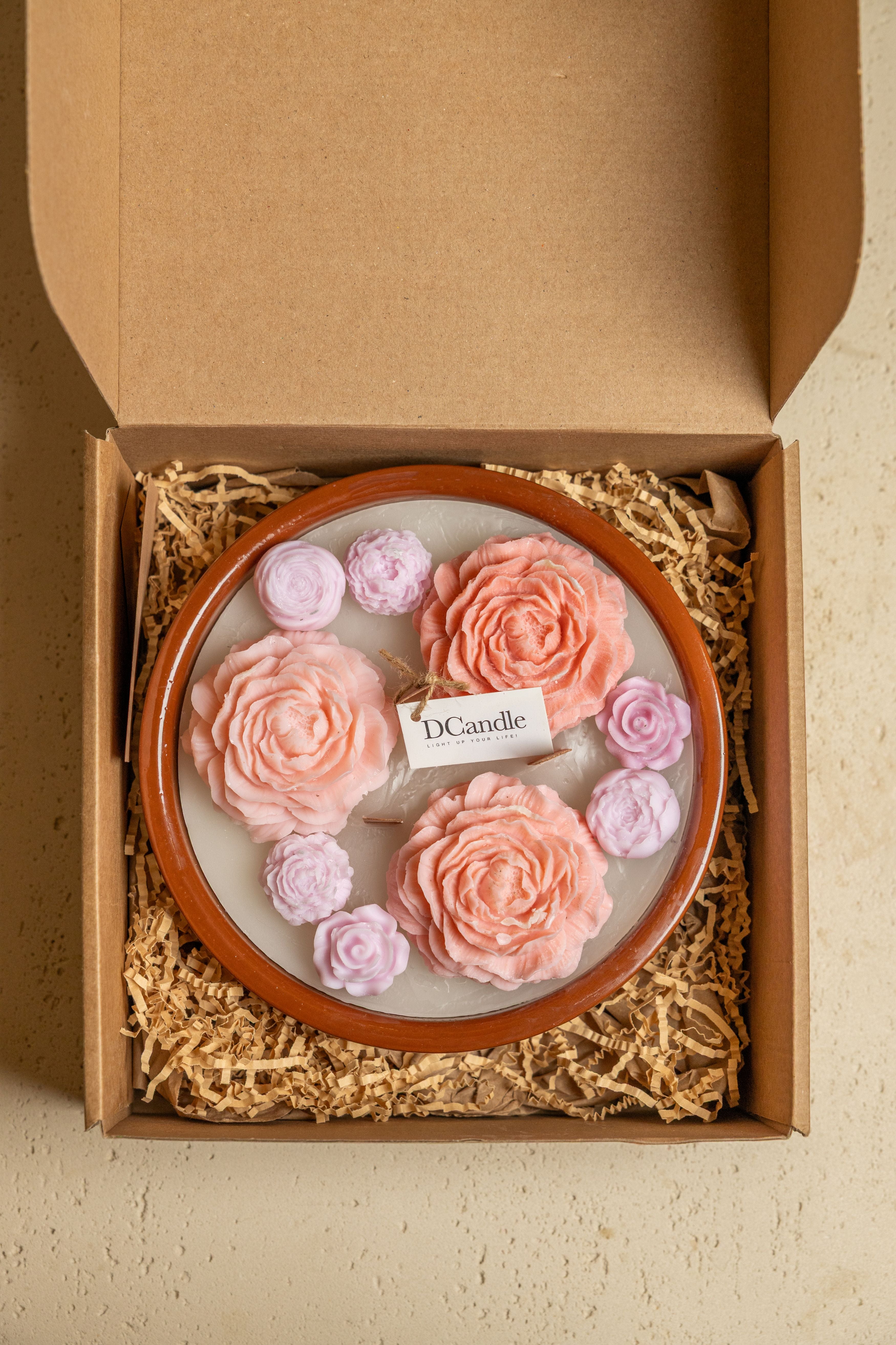 Artisan Flower Candle - Pink Roses