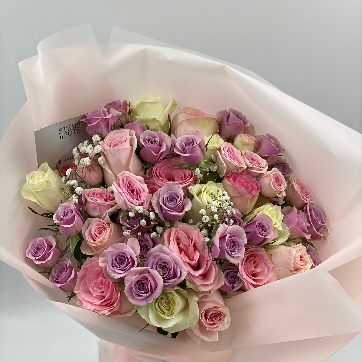 Shades of Pink & White Roses Bouquet – Elegant Thank You Gift