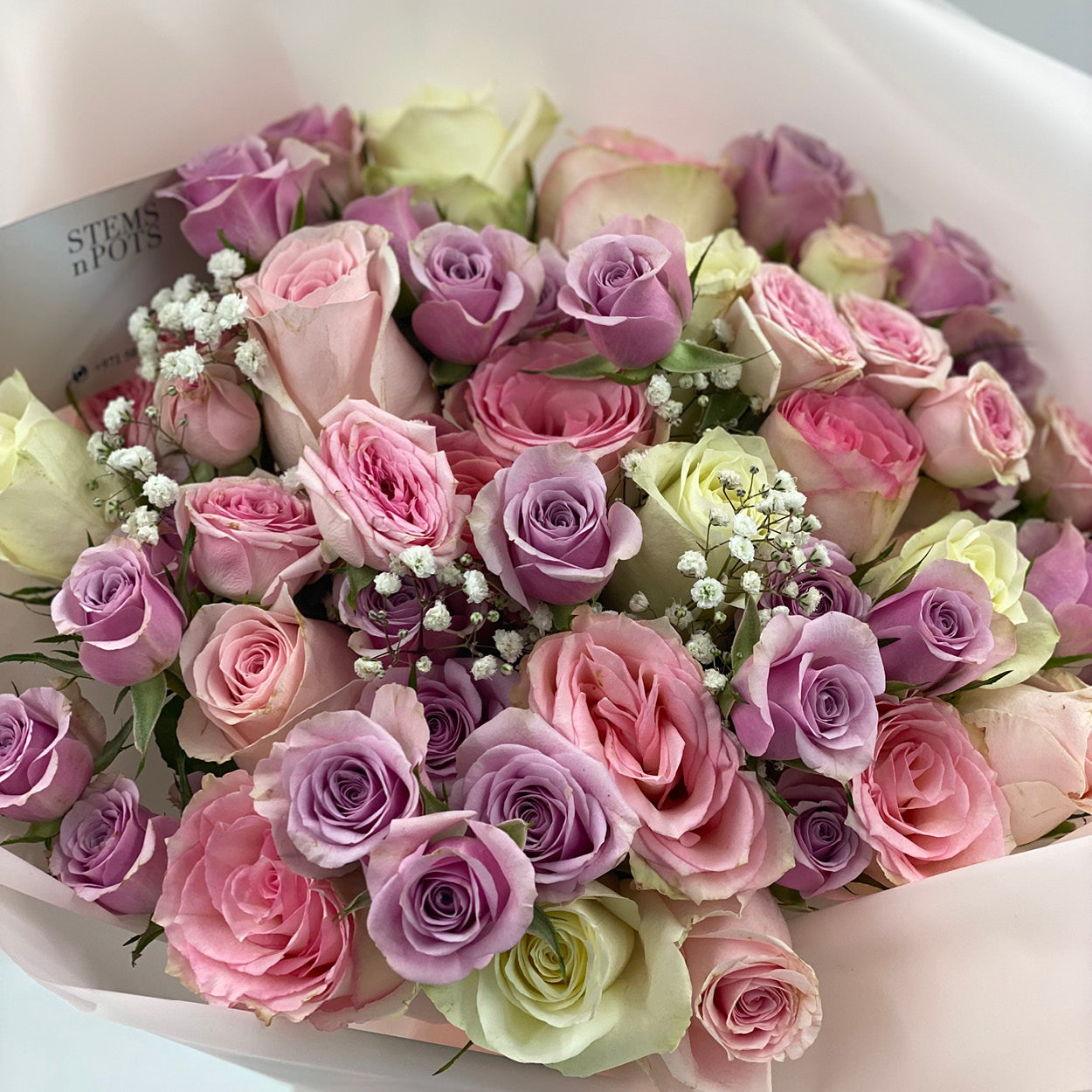 Shades of Pink & White Roses Bouquet – Elegant Thank You Gift