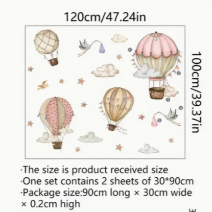 Hot Air Balloon Clouds Wall Stickers - 1 set of 2 Hot Air Balloons