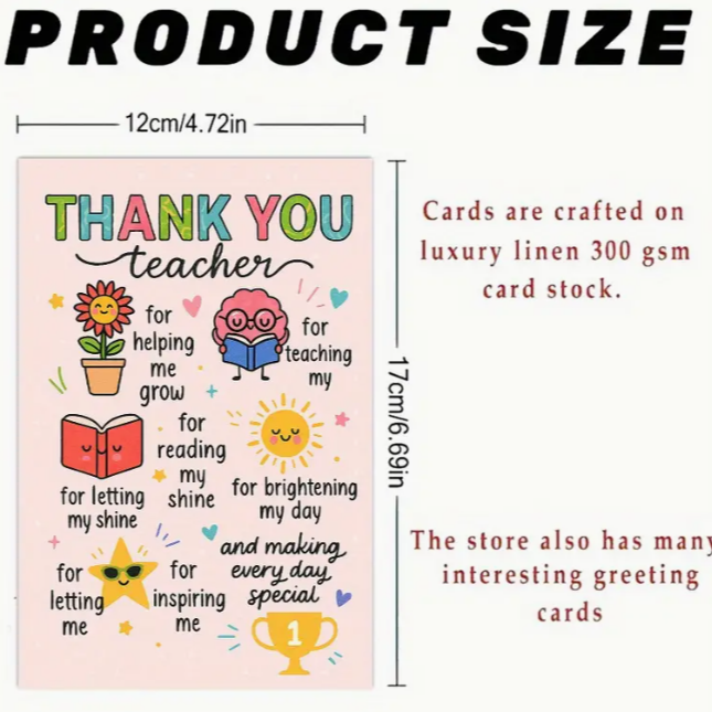 Teacher Appreciation Card with Envelope