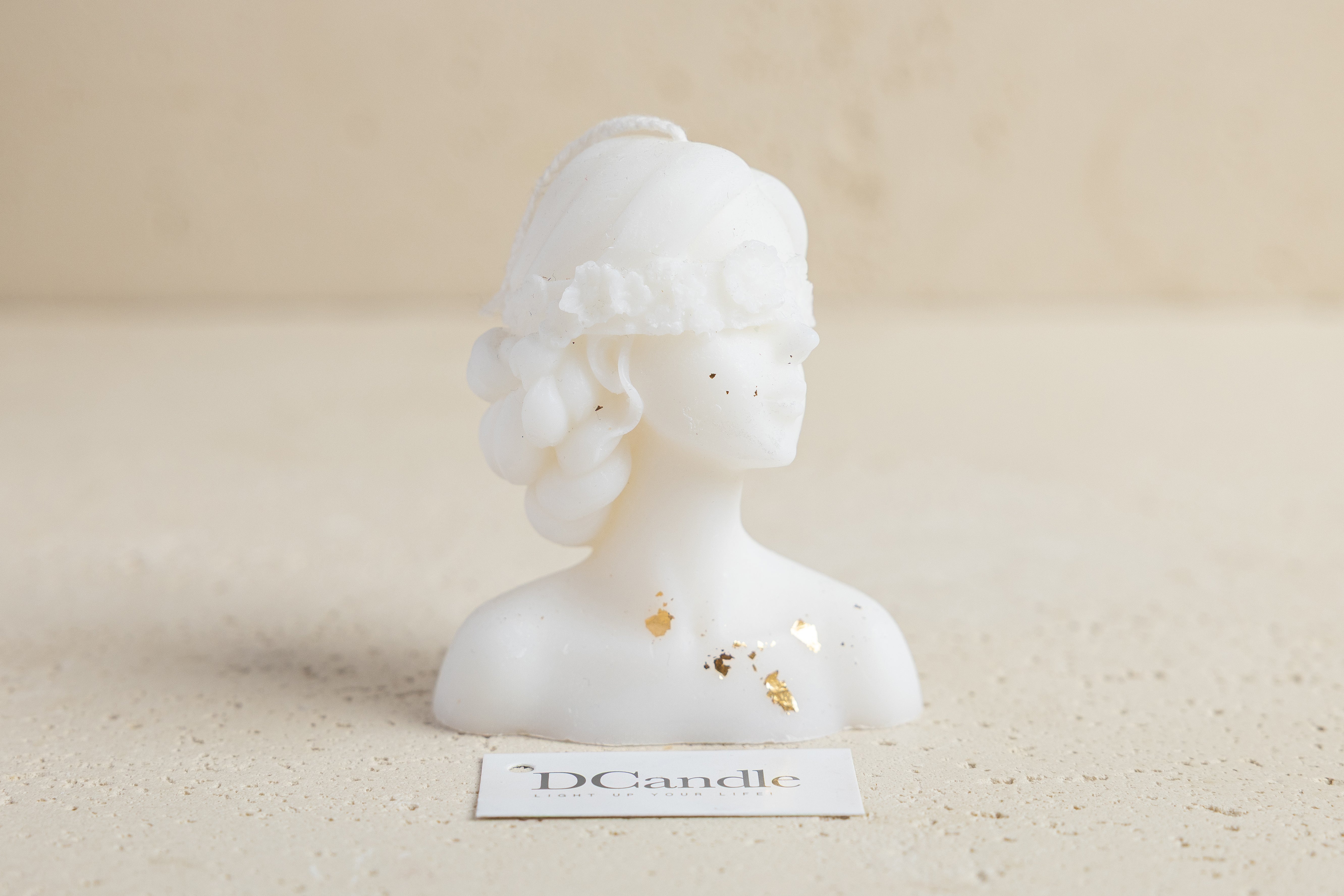 Flower Lady candle with paper Gold
