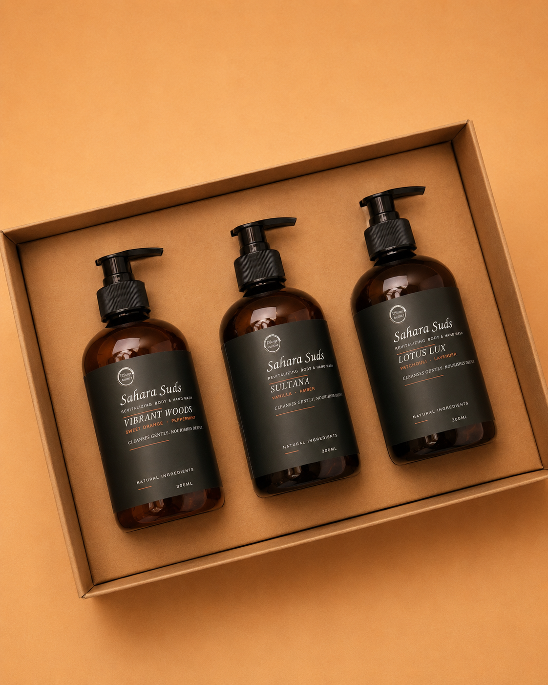 Sahara Suds Bundle — 3 x 300ml Natural Liquid Soaps (Handcrafted)