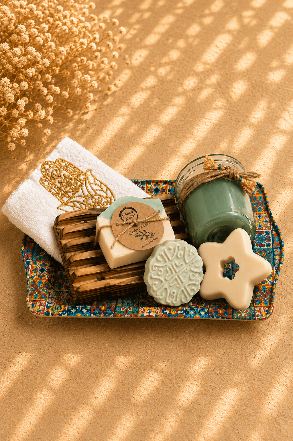 The Patterned Tray — Oriental Spa Gift Set & Handmade Soap Hamper