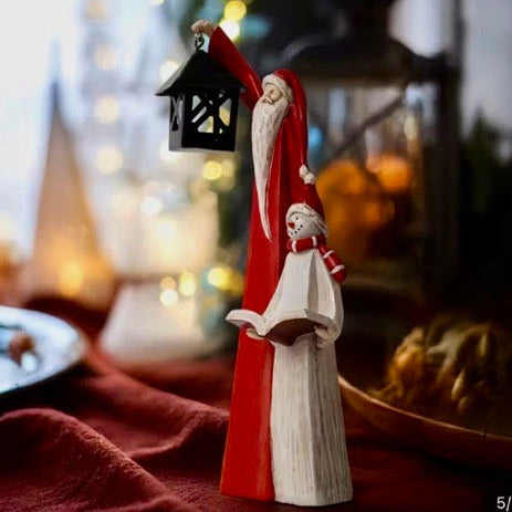 Santa & Snowman Resin Sculpture