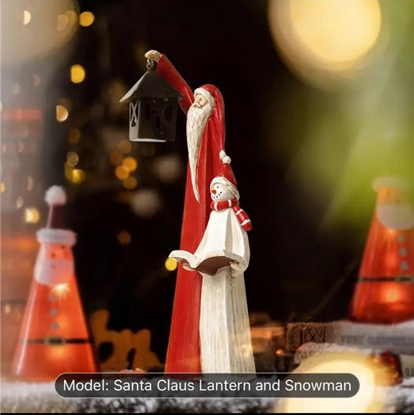 Santa & Snowman Resin Sculpture