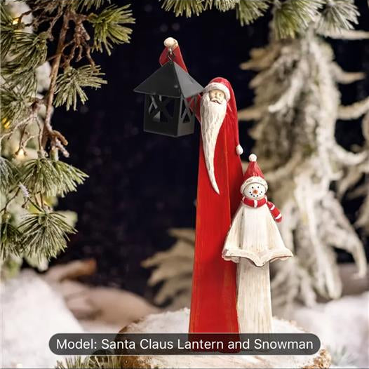 Santa & Snowman Resin Sculpture