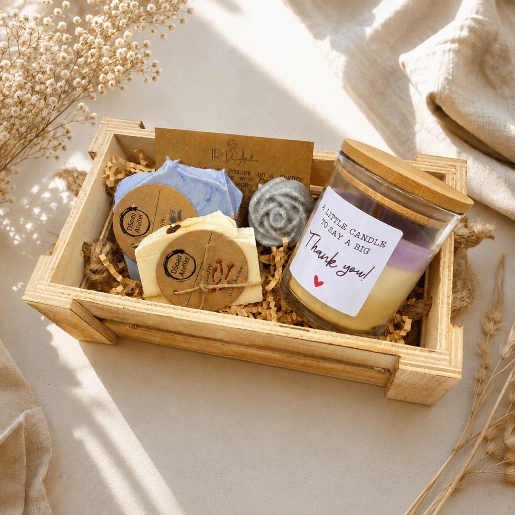 Thank You Hamper – Handmade Candle & Natural Soaps Gift Set