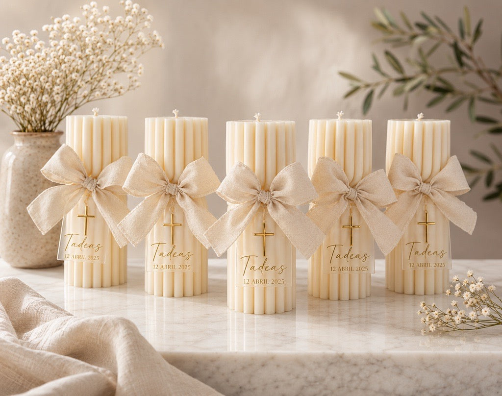 Handcrafted fluted candle favors