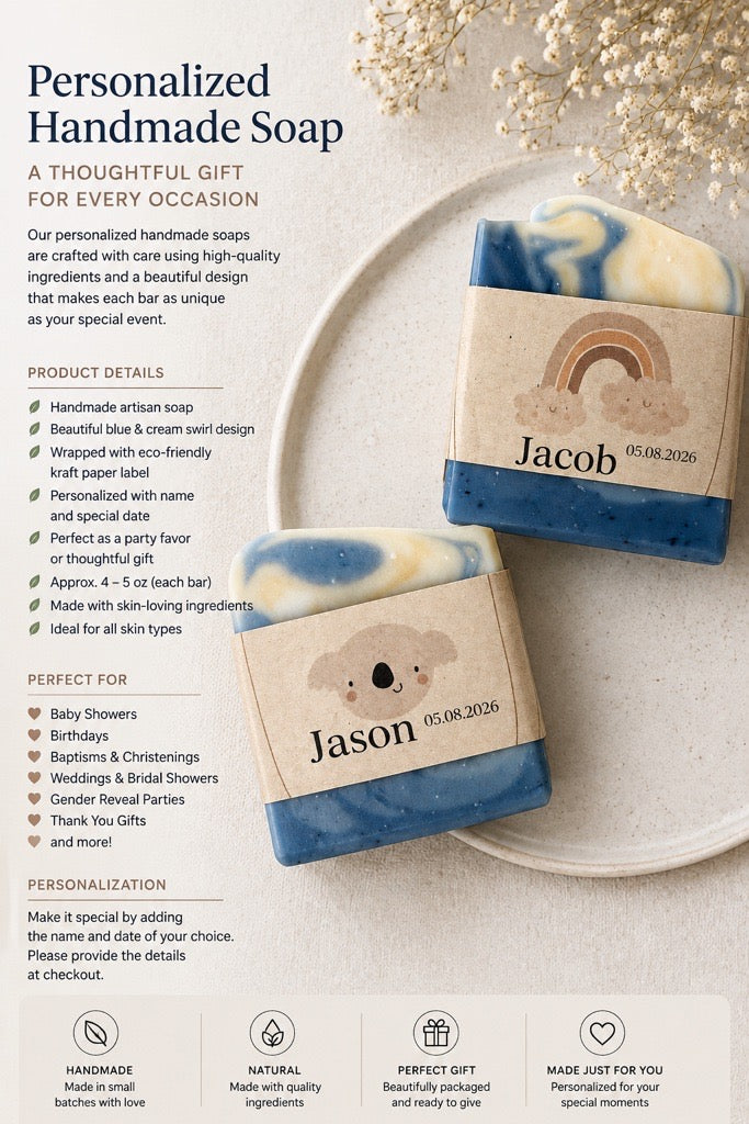 Personalized Handmade Soap Favors | Baby Shower, Baptism & Birthday Gifts