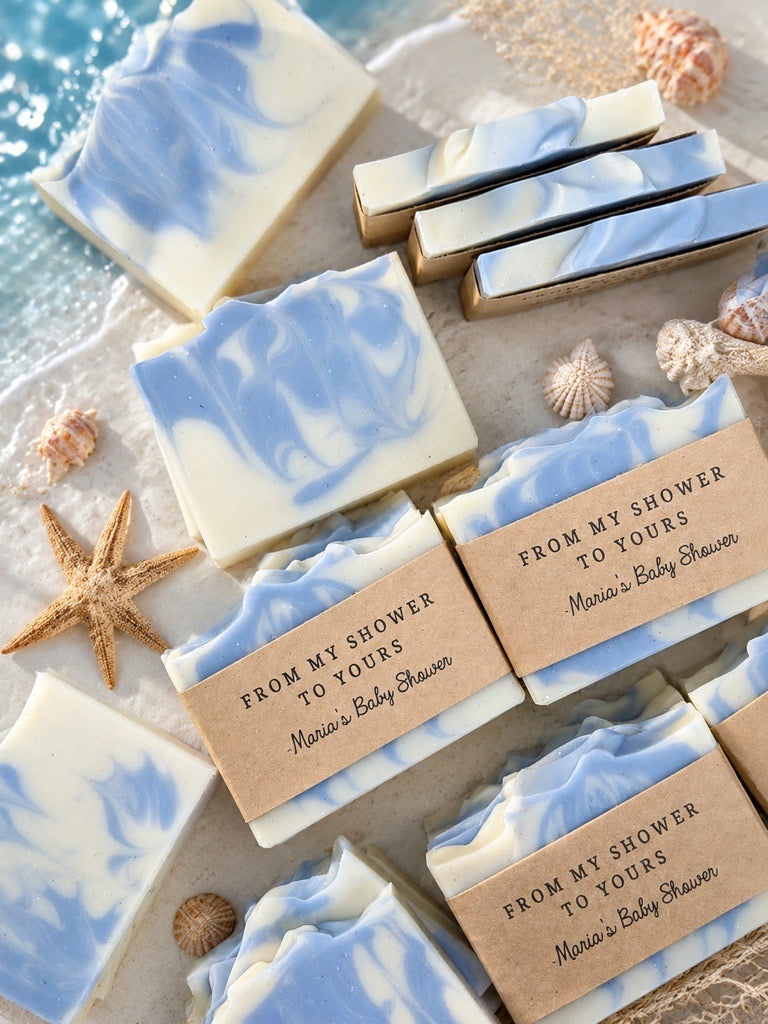 Personalized Blue Marble Soap Favors | Baby Shower & Event Guest Gifts