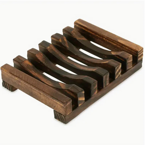 Rectangular Brown Bamboo Soap Dish