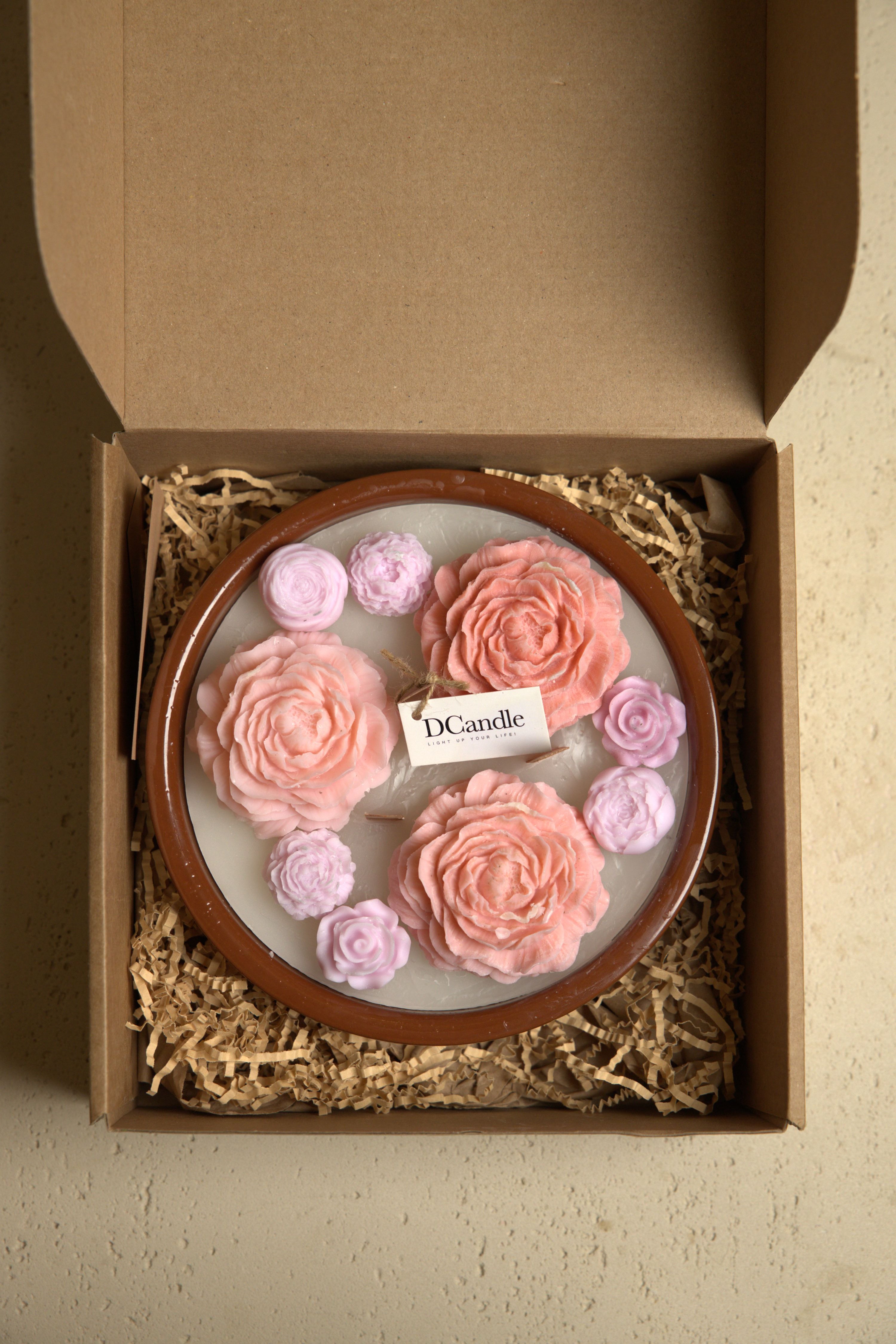 Artisan Flower Candle - Pink Roses