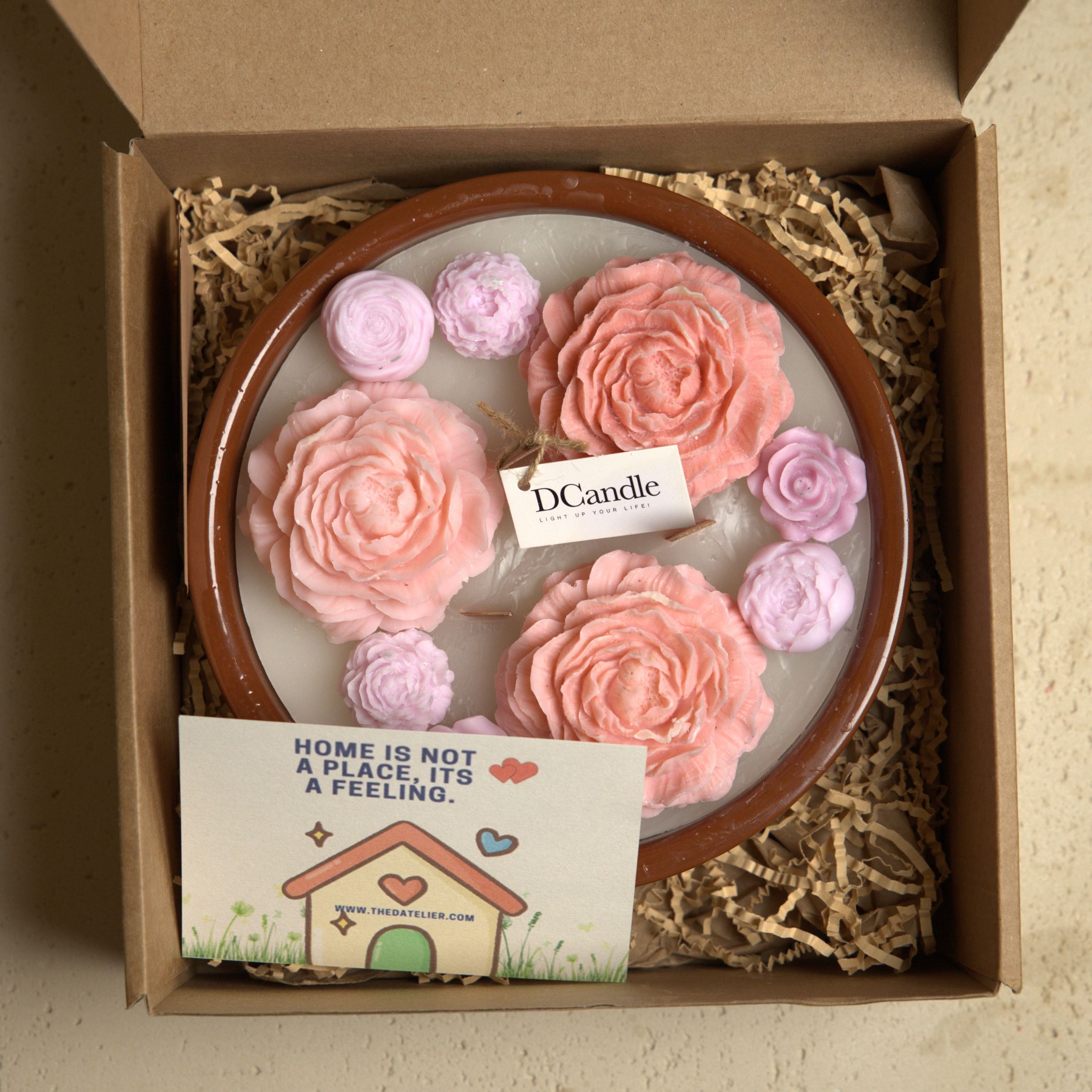 Artisan Flower Candle - Pink Roses