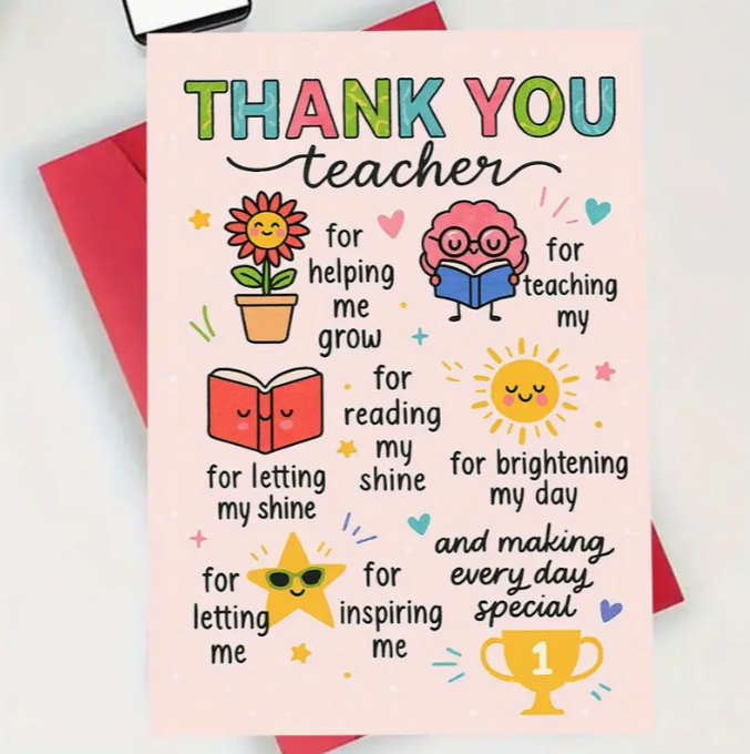 Teacher Appreciation Card with Envelope