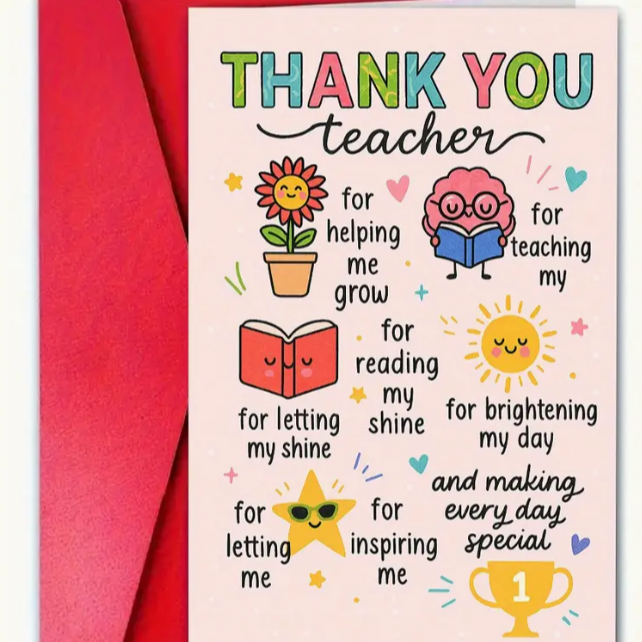 Teacher Appreciation Card with Envelope