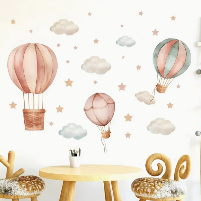 Creative Wall Stickers Cloud Hot Air Balloon Wall Decor Stickers